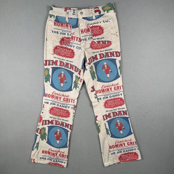 70s Jim Dandy Hominy Grits Flared Pants‎ 30x30 Feed Sack Novelty - Picture 1 of 16